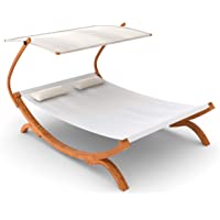 Los mejores  - Ampel 24- Tumbona de Jardin Panama Blanca | con Techo Ajustable | Cama para Dos Personas | 230 x 180 cm | Silla de…